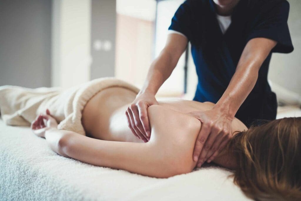 A massage therapist giving a massage